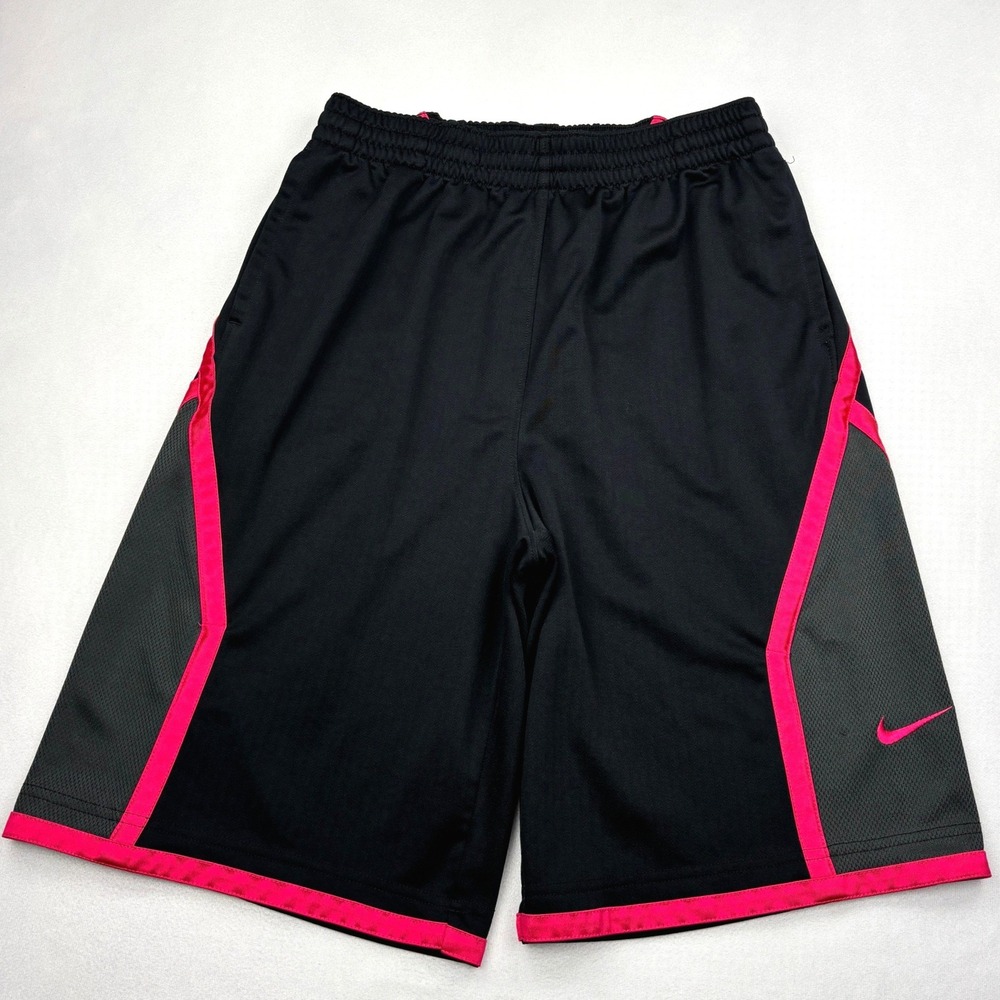 Nike Shorts Mens Small Black Pink Dri FIT Basketball Athletic Mesh Gym Training
